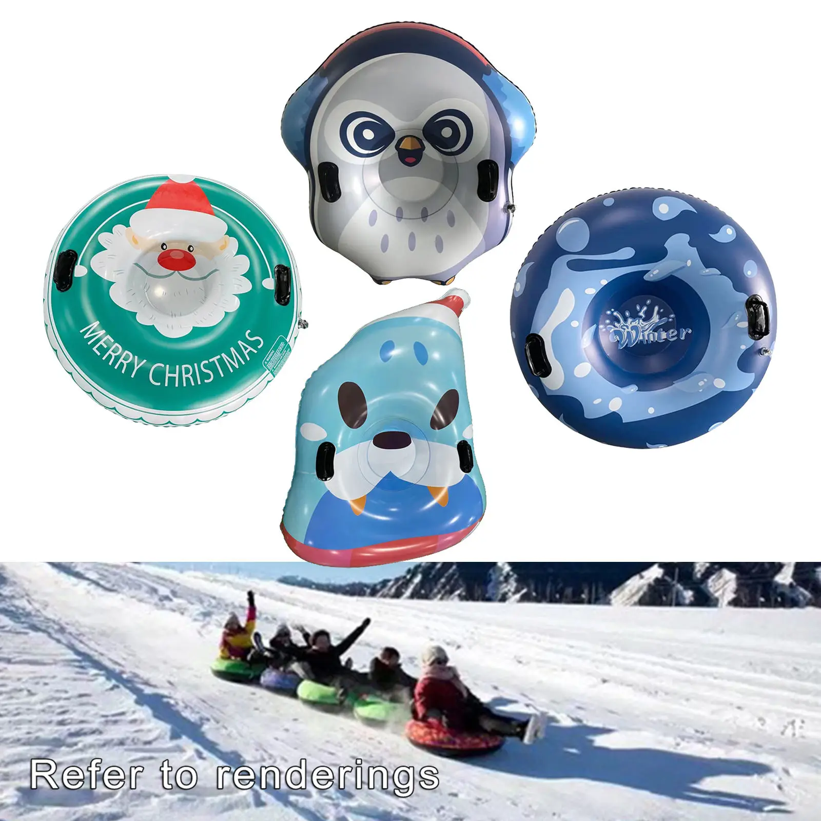 Thicked Snow Tube Game Fun Freeze-Resistant Outdoor Strong Handles Winter 47 inch Wear-Resistant Snow Sled Toy Kids and Adults