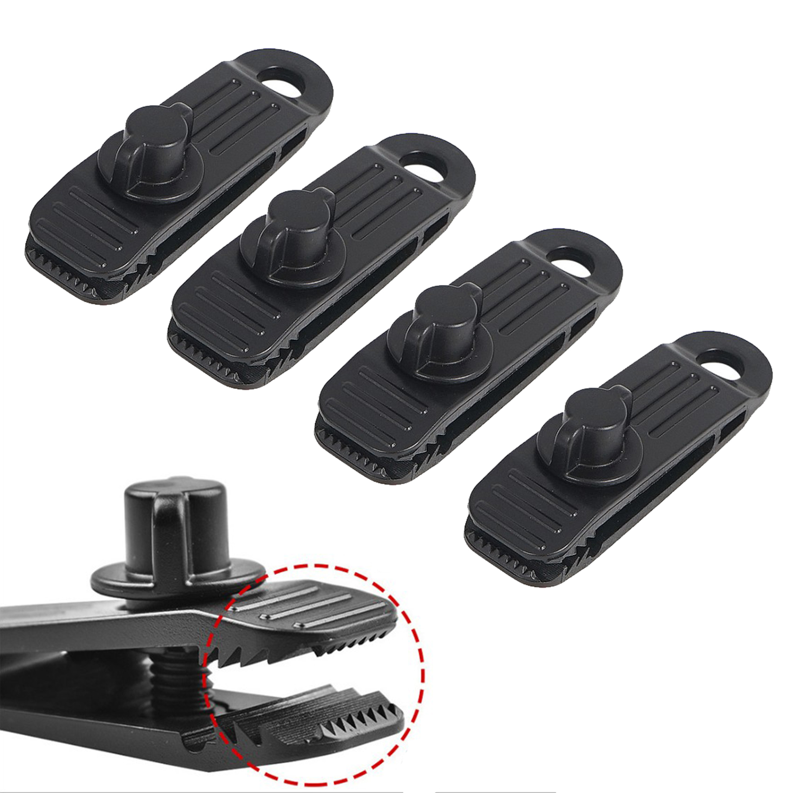 4pcs Nylon Tarp Clips Heavy-Duty Sliding-Lock Grip Clamps For Awnings Marine