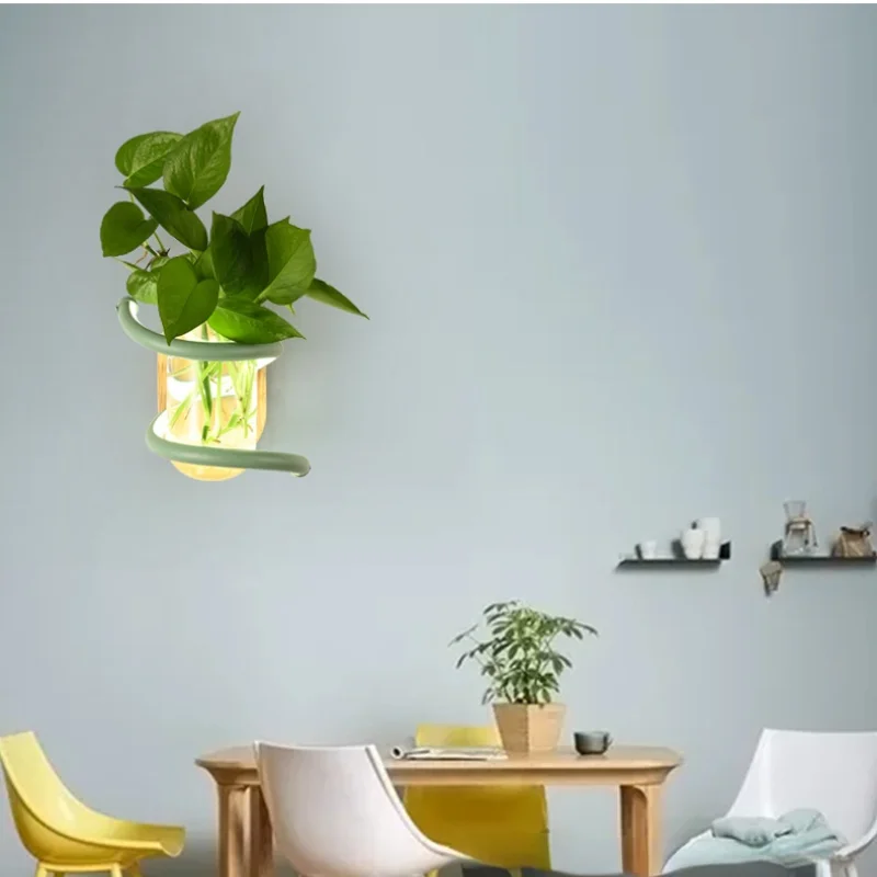 art deco wall lights Nordic Bedroom Bedside Wall Lamp Led Light Can Be Placed Green Plant Lampshade Staircase Background Wall Light Aisle Lighting wall hanging lights