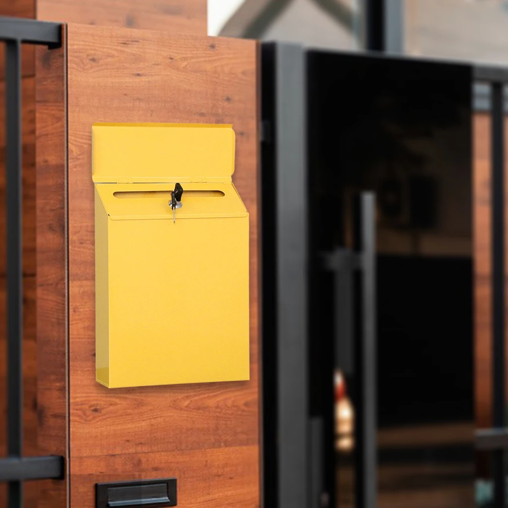 Iron Art Vertical Modern Mailbox Hanging Security Letter Deposit Drop Box Paperwork Holder Secure Postbox Case Porch Room Decor