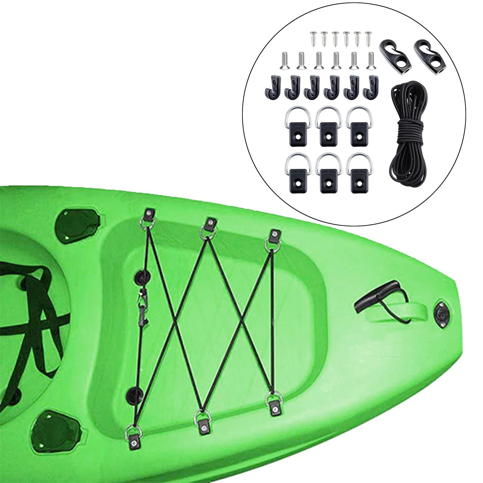 METER STAR 12 Pack of Fishing Rigging D-Ring Kayak with 304 M6 Screw Kit for Boat Canoe Kayak,Give Free Install Tools 