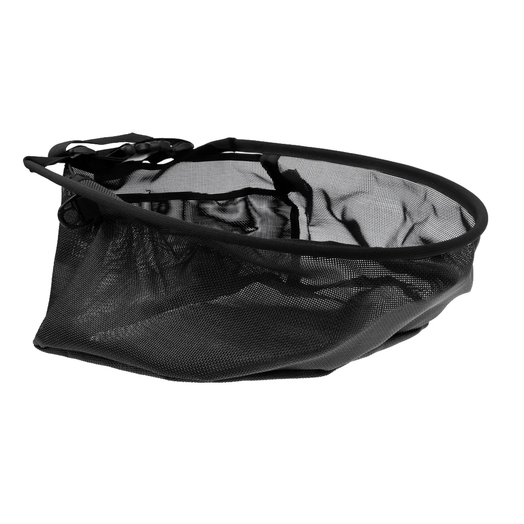 Nylon Fly Fishing Line Tray String Bag Nylon Mesh Stripping Basket with Two Pockets, Black