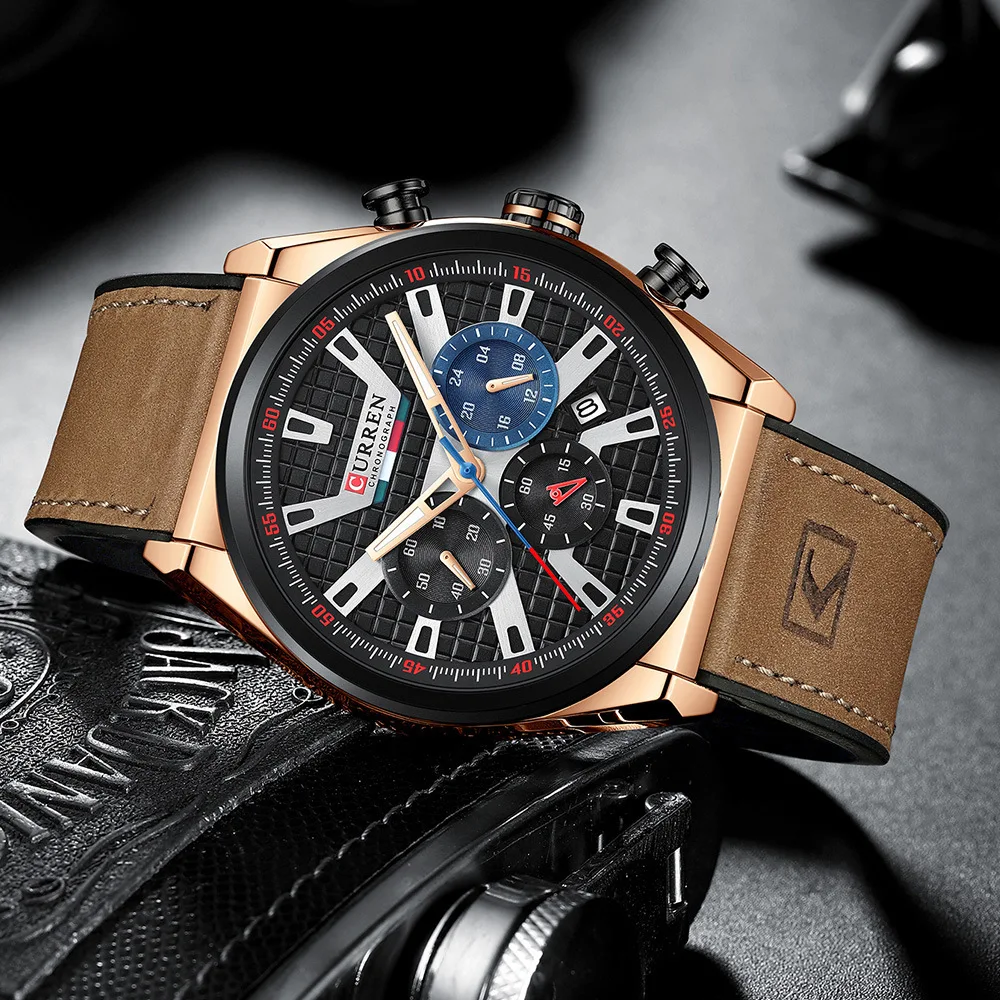 Curren 8392 Men Calendar Wristwatch Casual Business Leather Strap Watch ...