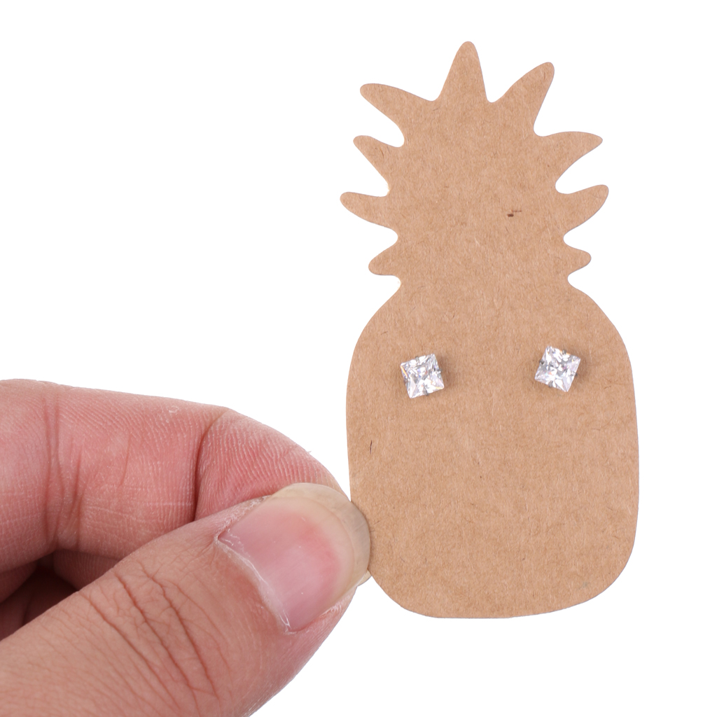100 Pieces Retro Kraft Paper Pineapple Shape Earring Display Tags Cards Jewellery Holder