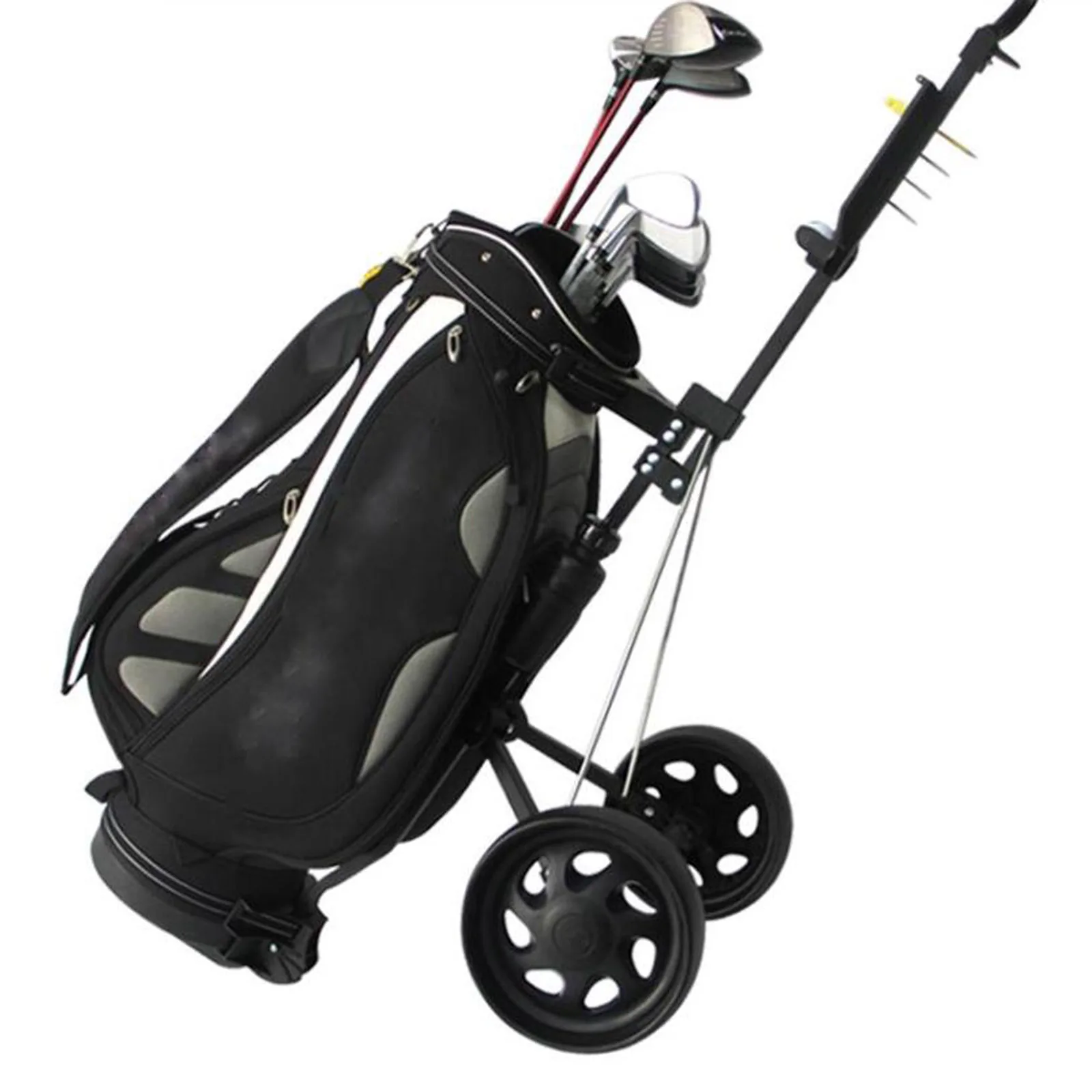2 Wheel Foldable Golf Pull Trolley Push Cart Bag Stand Golf Buggies Carts