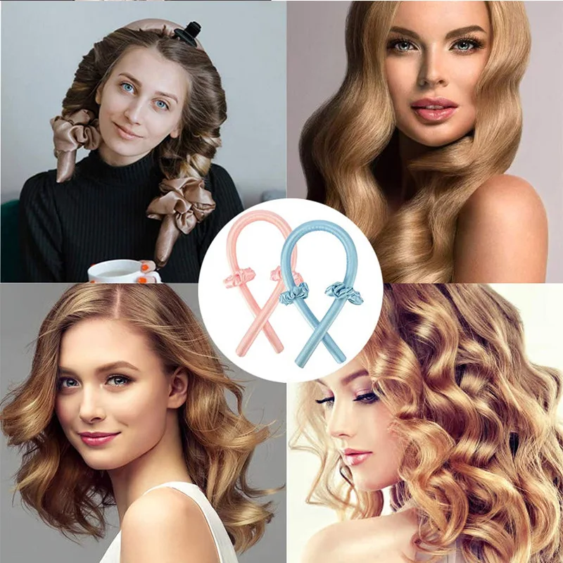 Curly Hair Artifact Silk Satin Heatless Hair Curler Headband for Women Hair Wrap Curling Ribbon Girls Scrunchies Headwear large hair clip
