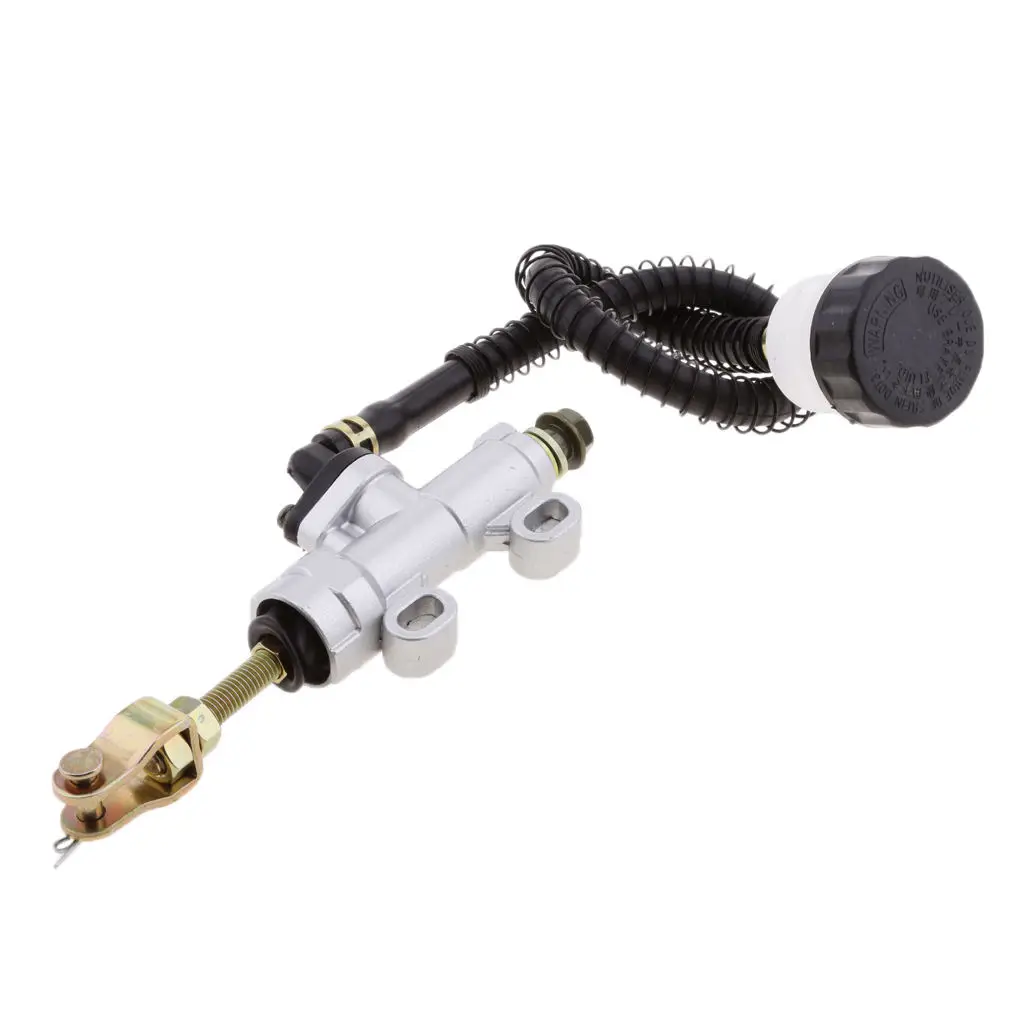 Motorcycle Rear Brake Master Cylinder with Reservoir for 50cc 70cc 90cc 110cc 125cc ATV Buggy Chinese Trail Dirt Bike (Silver)