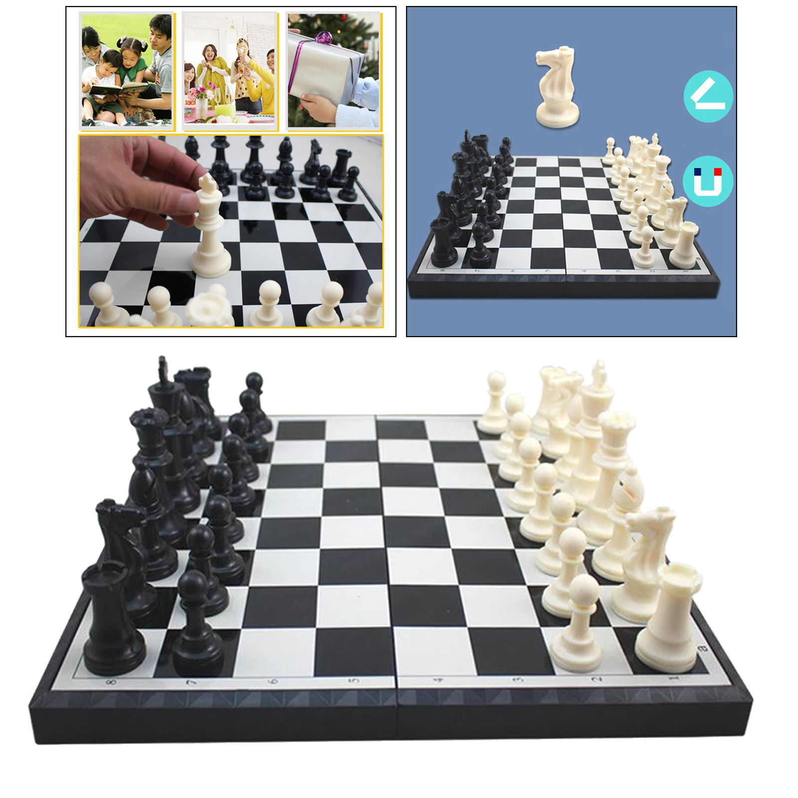 Portable Chess Set Magnetic Chessmen King Queen Chess Game Board Game Toys