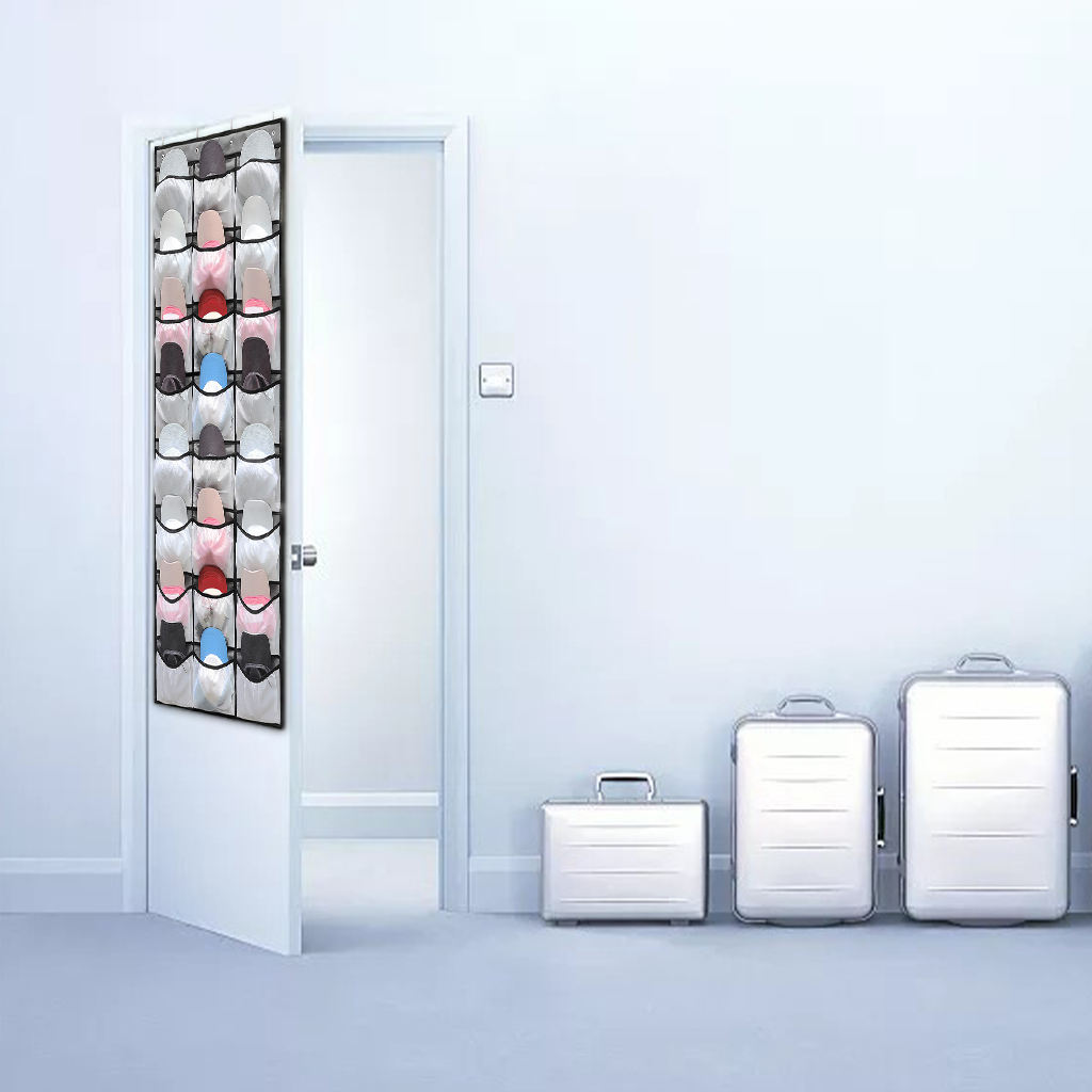 Over The Door 24 Mesh Pockets Non-woven Fabric Hanging Organizer Wall Mount Shoes Holder Door Storage for Closet Hanging
