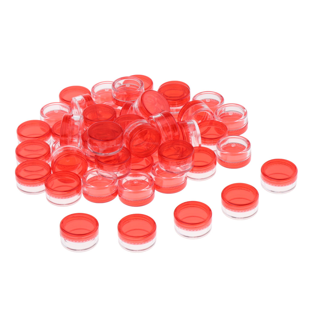 50 Pieces Empty Plastic Sample Containers, 5 Gram Size, Round Cosmetic Pot Jars