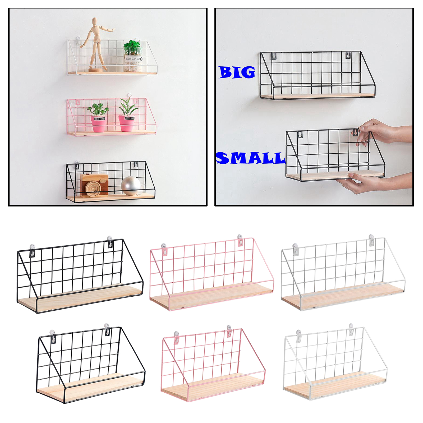 Wall Shelf Organizer Holder Wall Mounted Hanging Storage Organizer Rack Shelves for Home/ Bathroom/ Bedroom