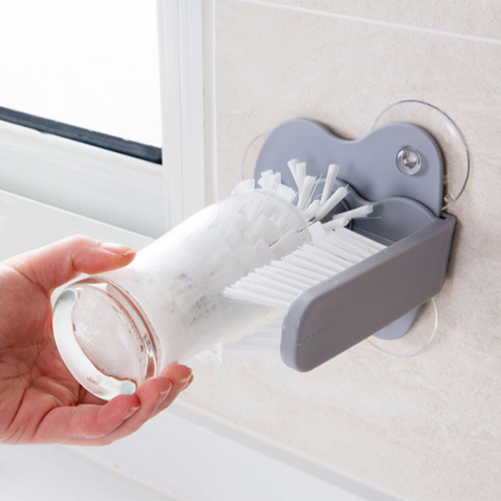 Bristle Scrub Kitchen Bottle Cleaning Washing Brush-Up Glass Brush with Suction Cup
