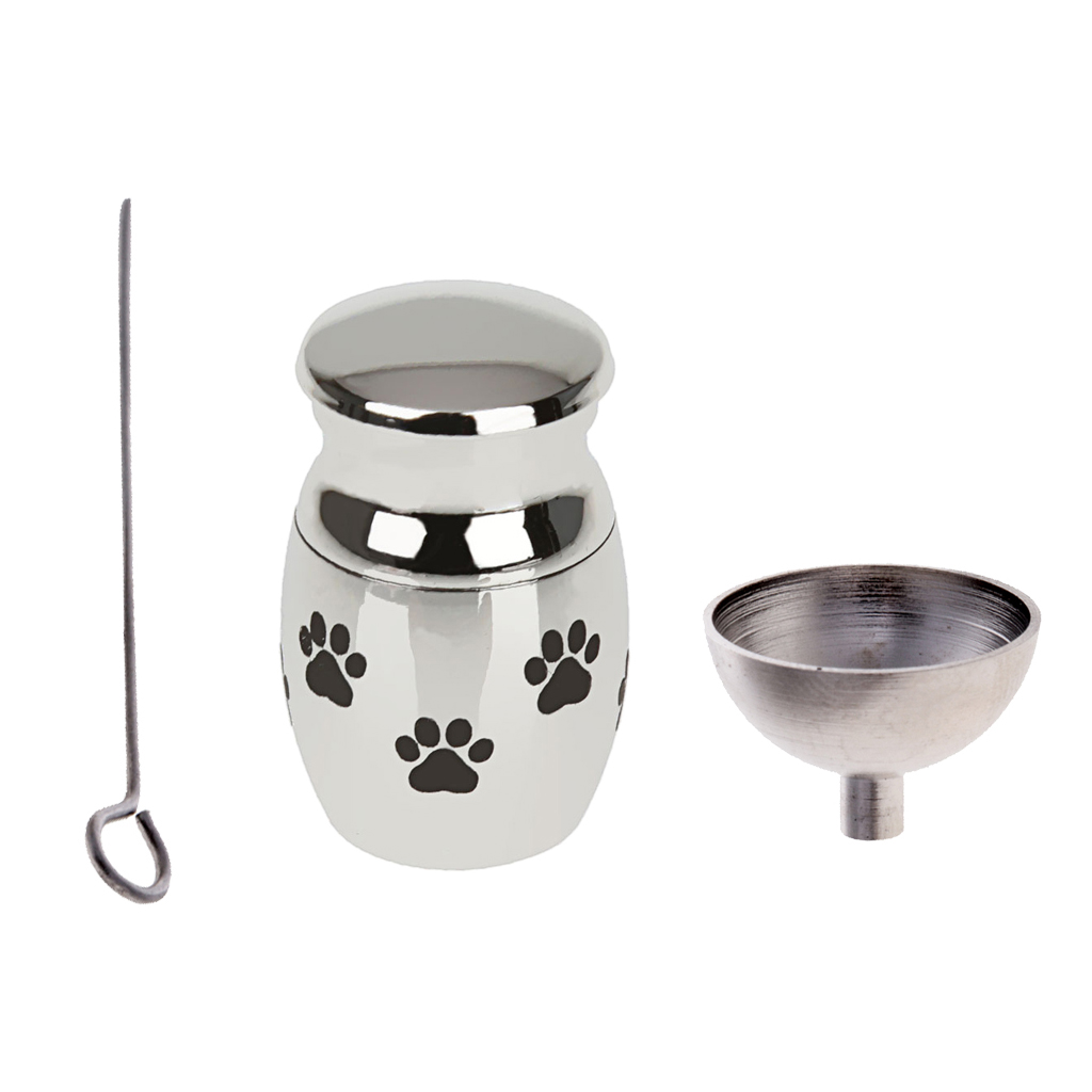 Paw Pattern Mini Cremation Urns Pot Keepsake Jewelry - Cremation Urn Memorial Pendant Charms + Urn Funnel for Pet Ashes Holder