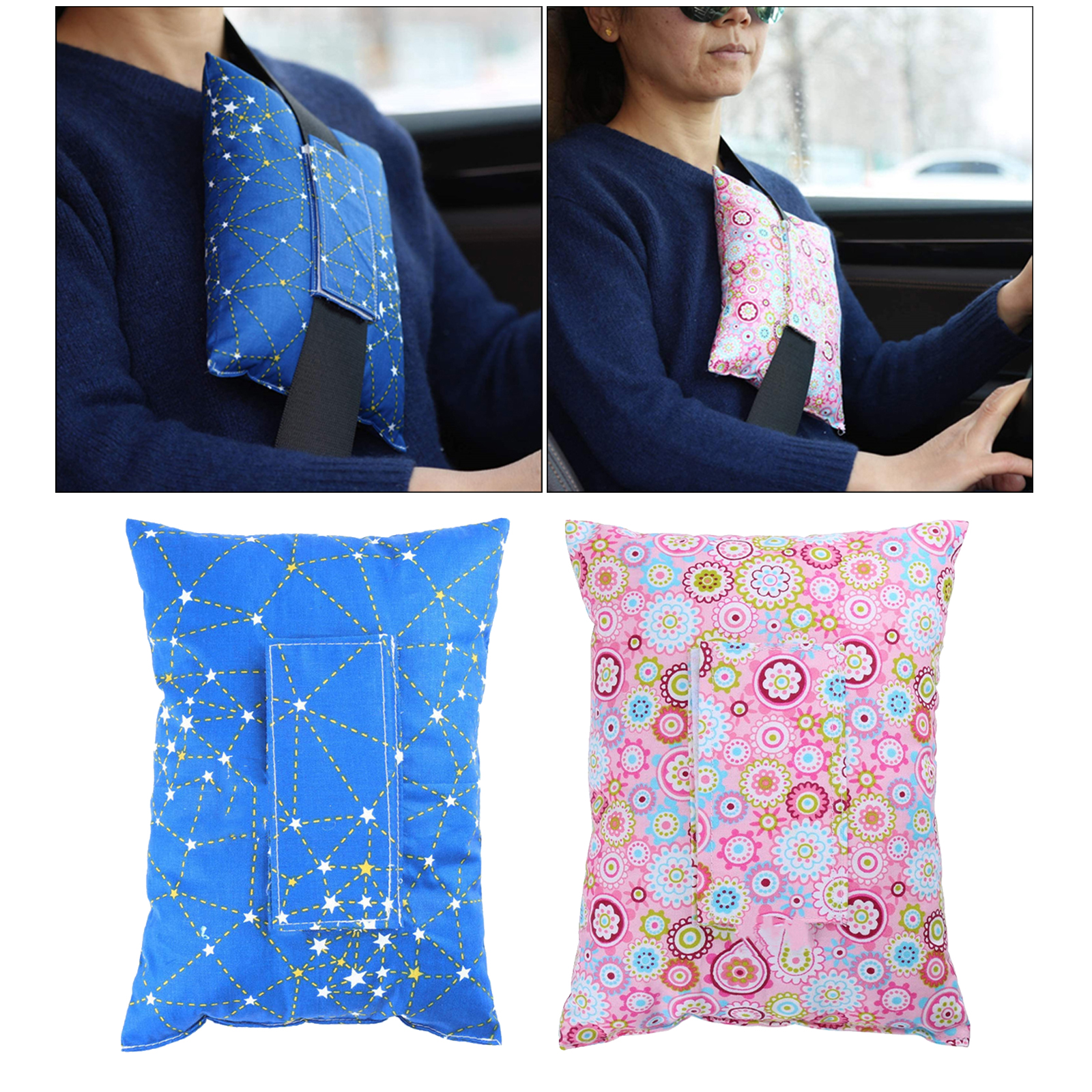 Seatbelt Pillows for Post-Surgery Heart Surgery Recovery Soft Comfort Support Cushion Car Travel Pillow Gifts Flower