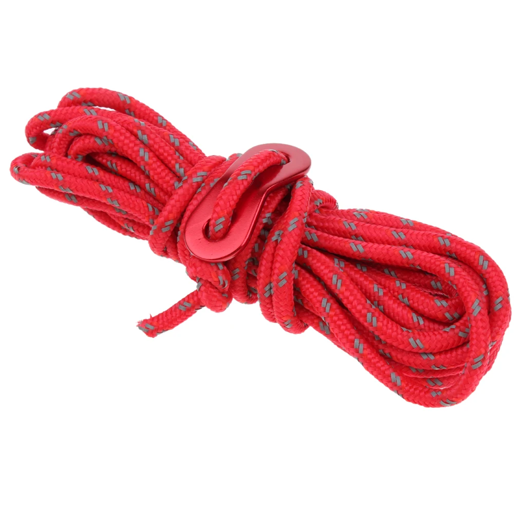 4mm Double Reflective Windproof Tent Rope with Buckle for Camping, Awning, Canopy, Tarp, Hammock Etc