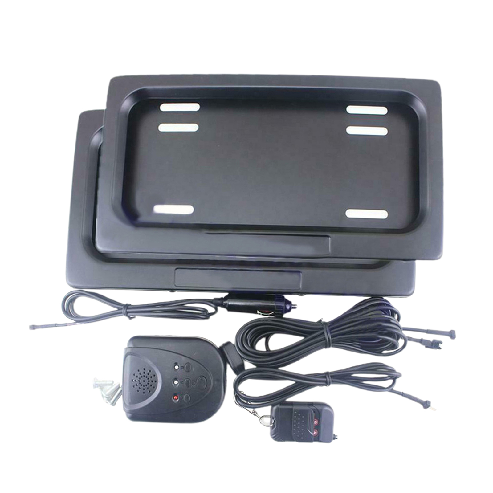 Front&Rear Remote USA Auto License Plate Frame Roller Curtain Kit for Car Shows