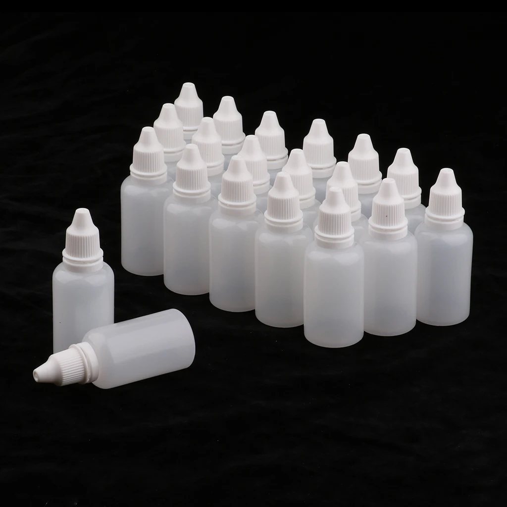 20Pcs 30ml White PE Plastic Empty Plastic Dropper Bottles Eye Liquid Vials