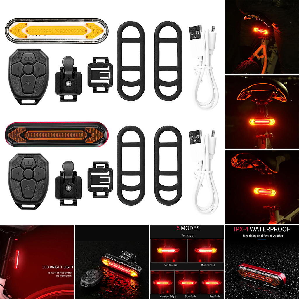 LED Remote Control Bike Rear Lights Bicycle Turn Signal Warning Taillight
