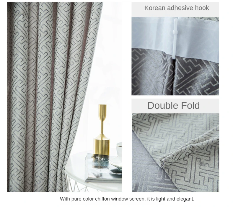 Curtains for Living Dining Room Bedroom Simple Nordic Chenille High Shading Custom Solid Color Luxury Wholesale  Windows Door