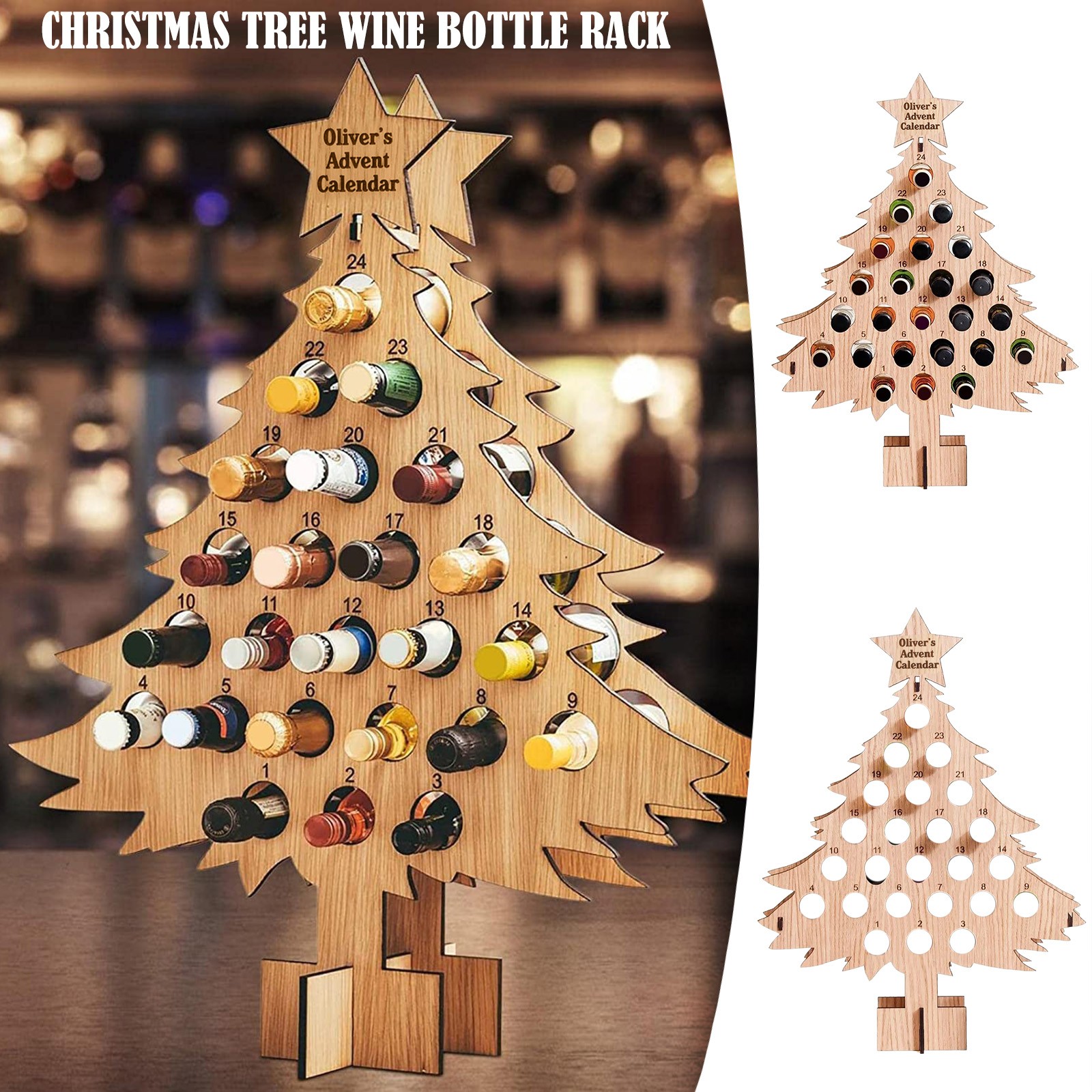 Wooden Christmas Tree Advent Calendar - 24 Bottle Wine Rack - Countdown To  Christmas - Wooden Christmas Tree Alcohol Holders - AliExpress