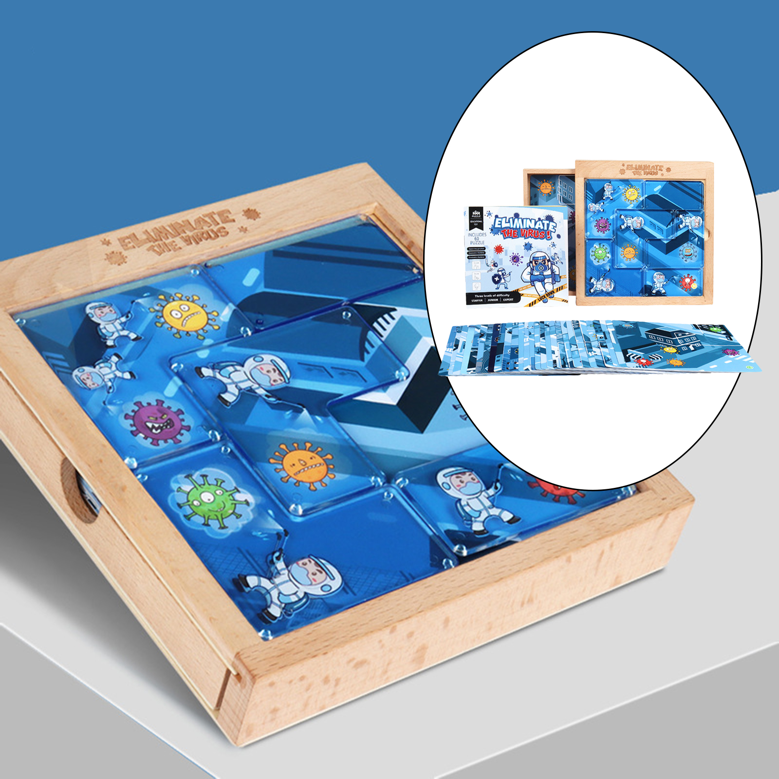 DIY Wood Acrylic Blocks 60 Cards Puzzles Educational Fun Catching Game Advanced Jigsaw Challenge Puzzles Toys Play Set