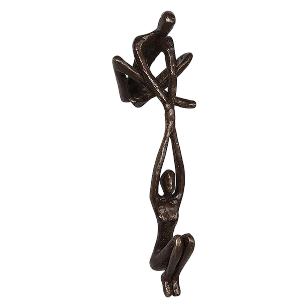 Contemporary Resin Shelf Decor Sculpture Man Lifting Woman from Edge, Living Room TV Shelf Indoor Outdoor Wedding Ornaments