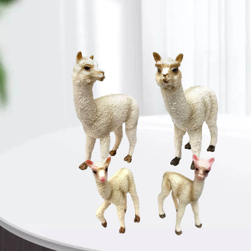 4 Pack Simulation Animal Model Farm Animals Alpaca Figurines for Christmas Birthday Gift