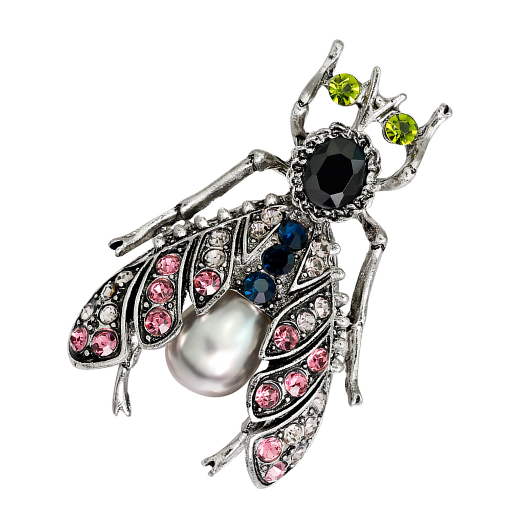 Rhinestone Bee Insect Brooch Pins Imitations Pearls Bug Scarf Feast Hijab Enamel Pins Jewelry Large For women's wedding jewelry