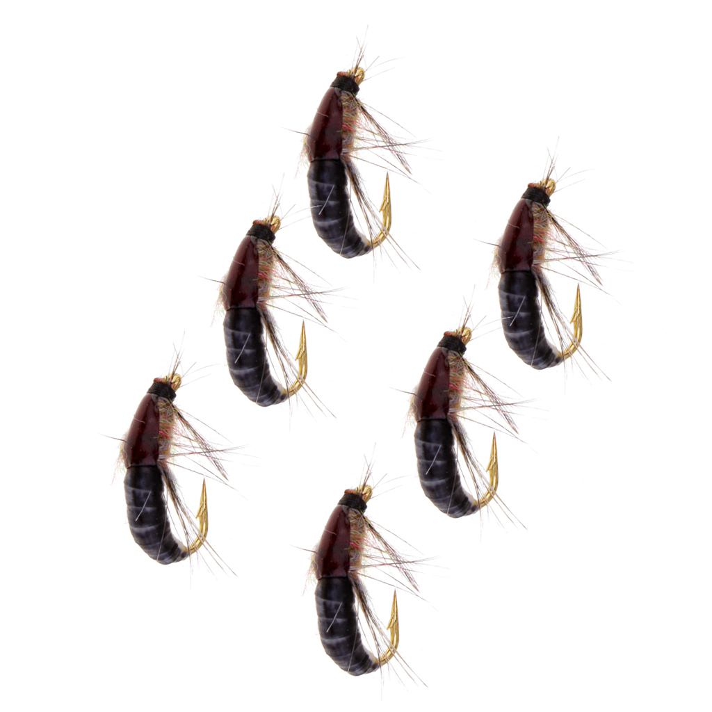 6pcs Realistic Nymph Scud Fly for Trout Fishing Artificial Insect Bait Lures