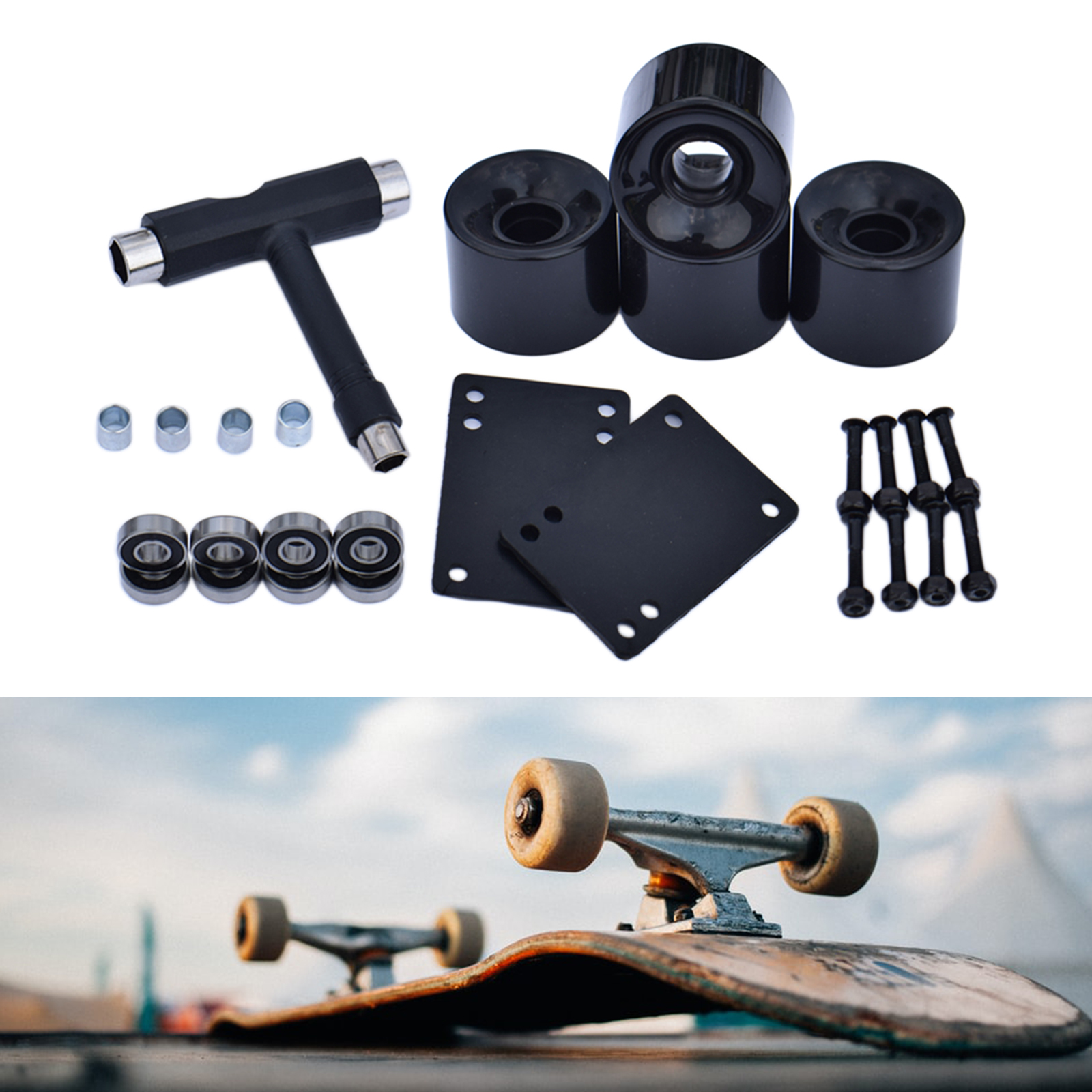 4Pcs Skateboard Wheels, 60X45mm PU Road Skate Long Board Wheel 78A Hardness Wheels Skateboard Maintenance Rollers