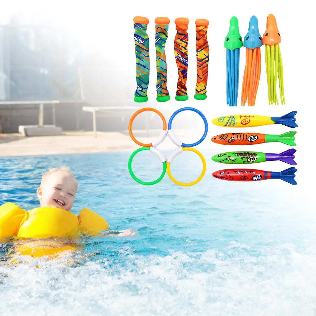 Summer Fun Diving Toys Swimming Pool Toys Set for Kids Diving Sticks Pool Fish Diving Gems Sinking Toys Set