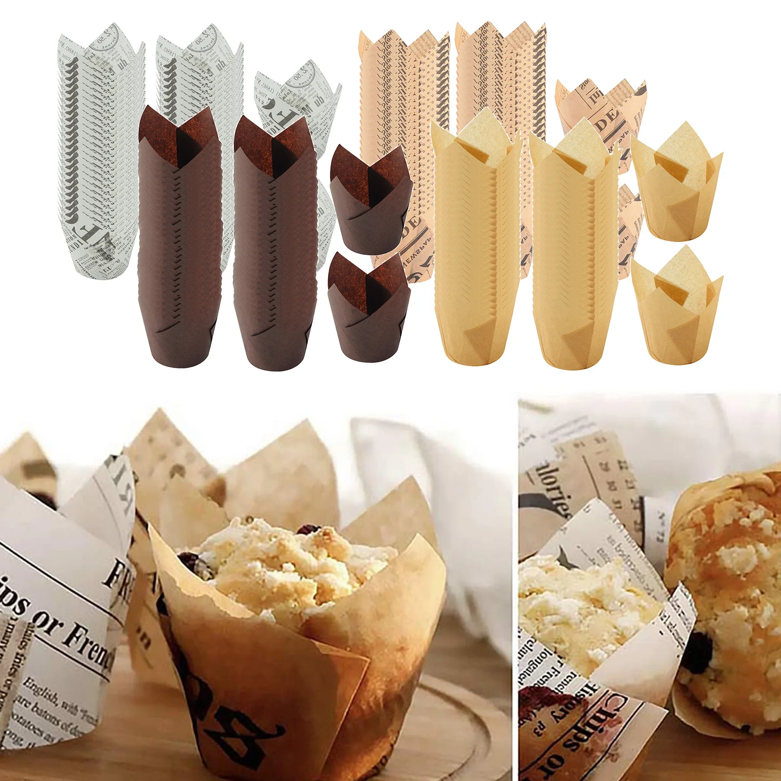 50Pcs Tulip Muffin Cupcake Paper Cups Oilproof Cupcake Liner Baking Muffin Box Cup Cake Decorating Tool Muffin Wrap Cases