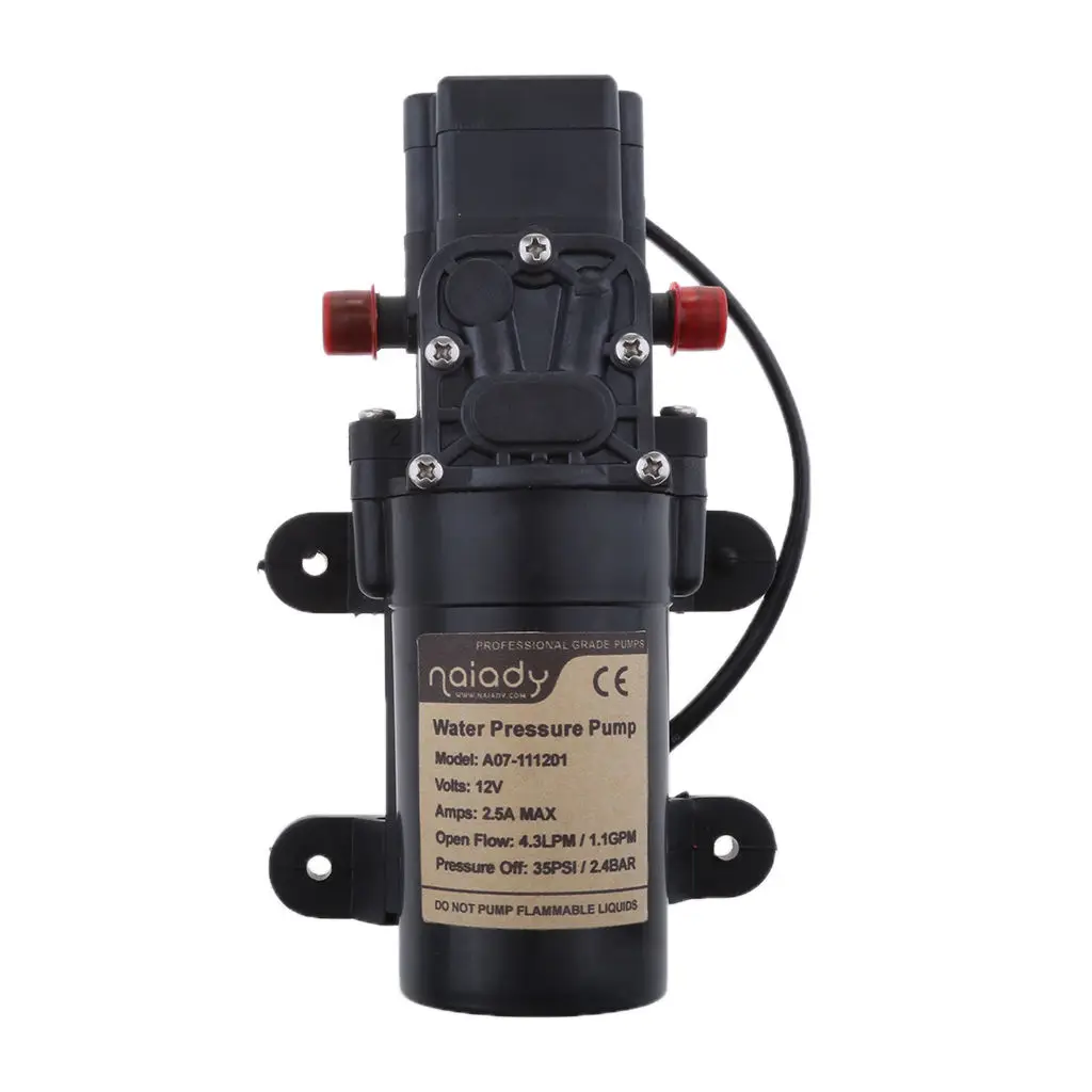 12V Water Pump 35 PSI Self Priming Pump Diaphragm High Pressure Automatic Switch 