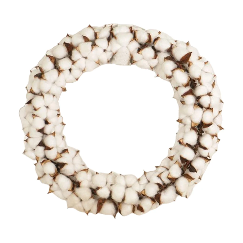 Cotton Wreath 16inch Large White Cotton Wreath for Festival Celebration Front Door Wall Window Party Decorations