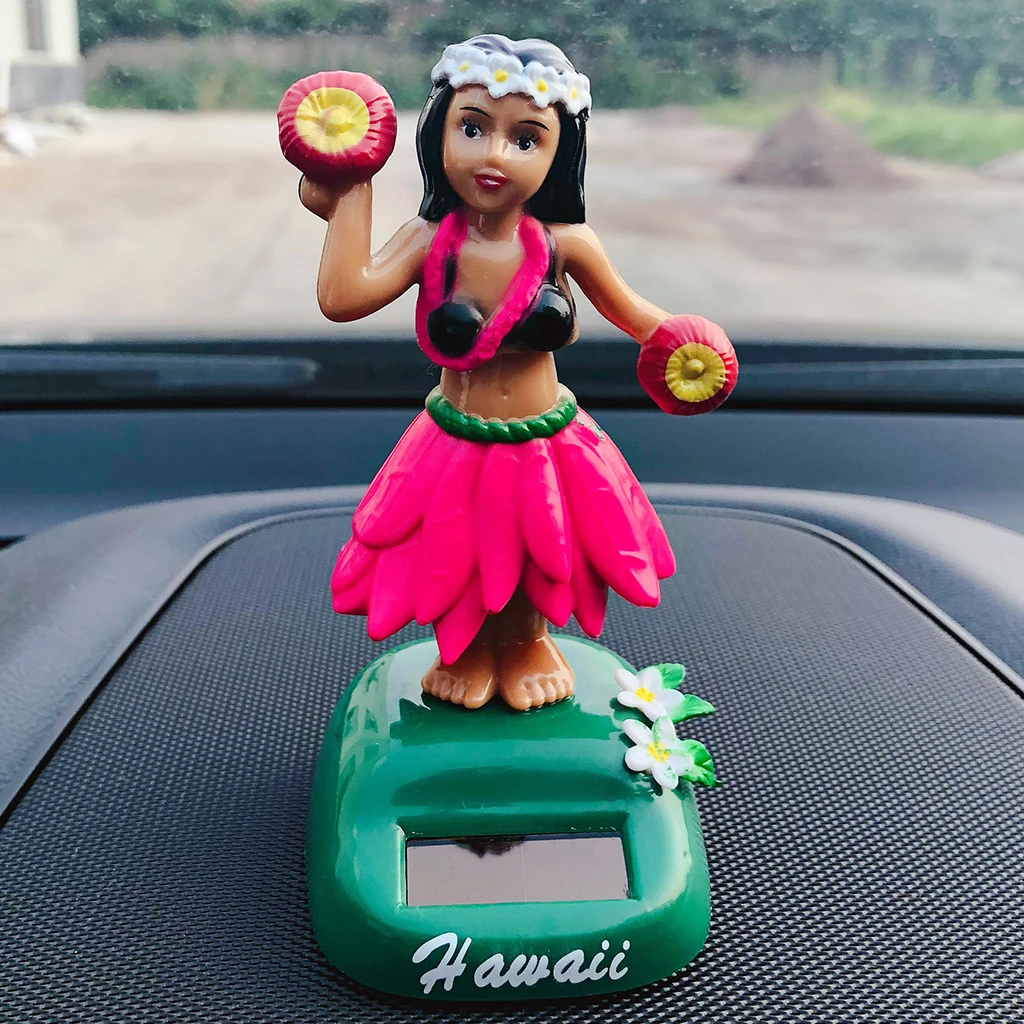 Solar Power Dancing Hawaii Girl Ornament Car Dashboard Toy Home Office Decor Figurines Model Statue Pink Dancer Girl
