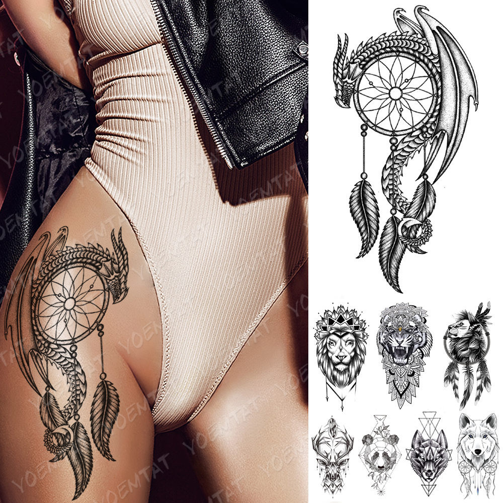 Best of Waterproof Temporary Tattoo Stickers Dragon Lion Tiger Dream Catcher Tatto Panda Wolf Body Art Arm Fake Sleeve Tattoos Women Men Reviews & Tips