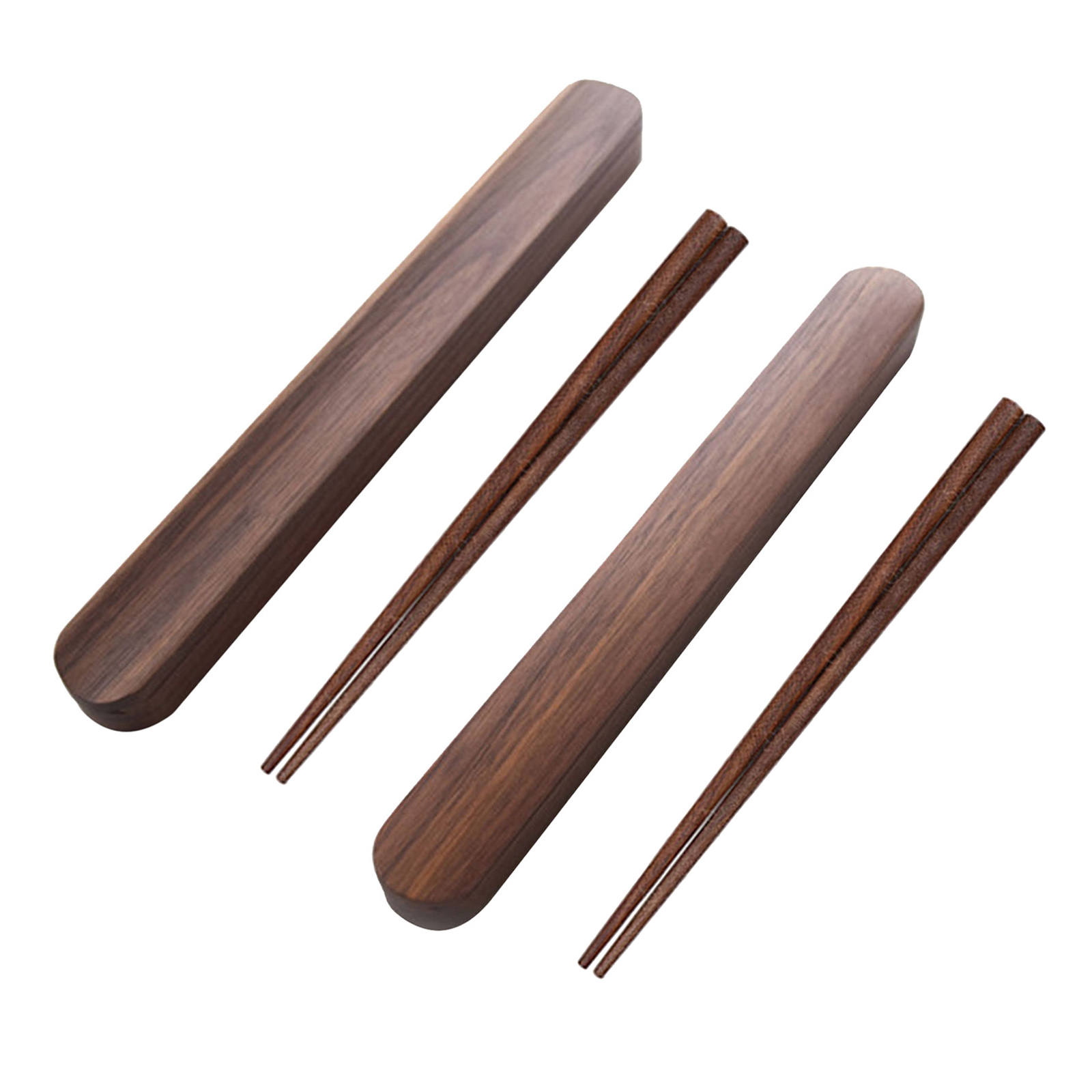 Outdoor Travel Black Walnut Wood Tableware Chopsticks Box Storage Case Portable Travel Work Camping Use