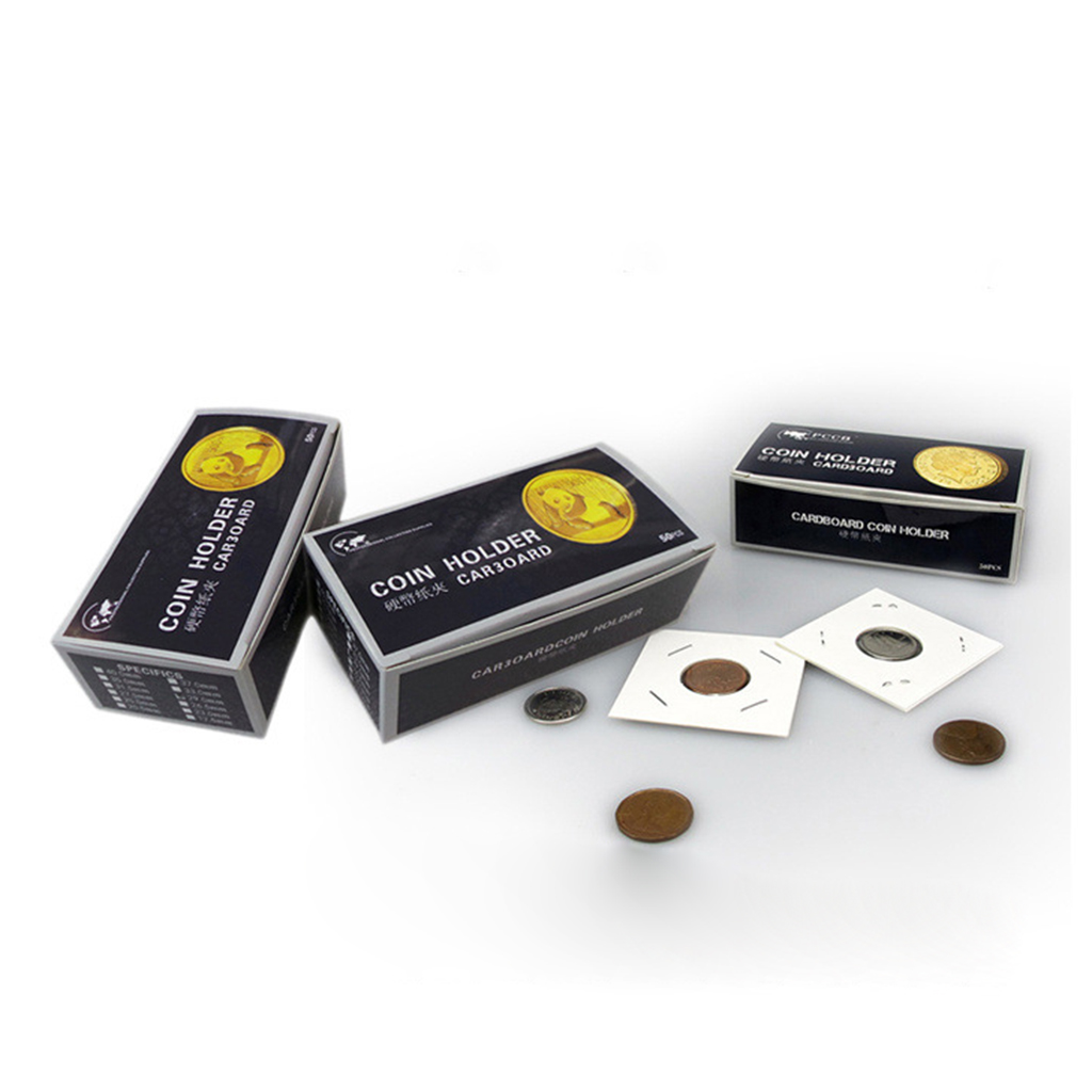 50 Pcs Cardboard Coin Holder Card 2x2 Coin  Assorment 12 Sizes Optional