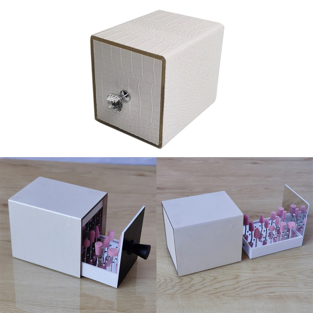 Nail Art Cleaning and Disinfection Box Square Storage Cleaning Manicure Tool, 40 Holes for 40 Bits