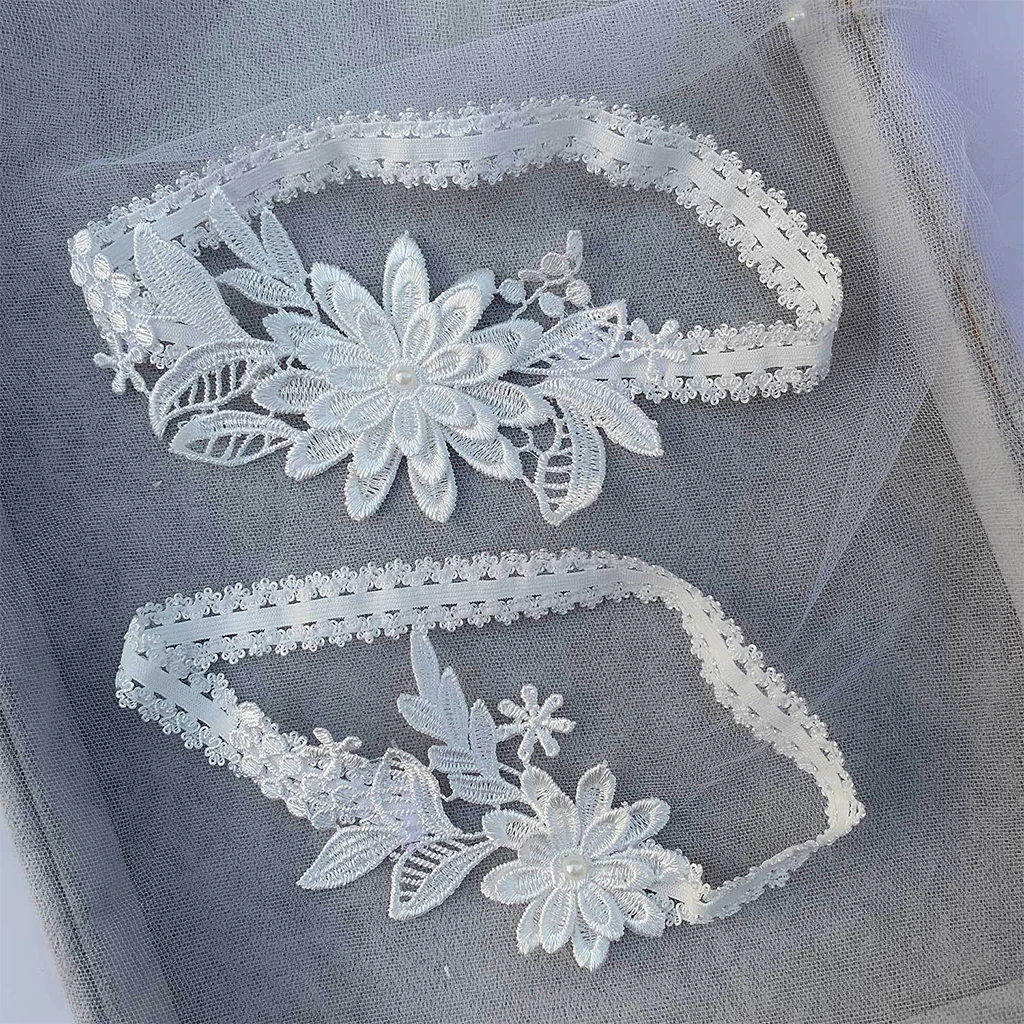 2x 15.7-23.6in Bridal Leg Garters Vintage Embroidery Lace Wedding Bride Performance Dance Party Club Roleplay Costumes Show Accs