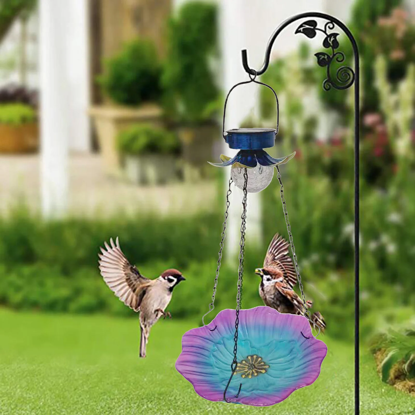 Solar Bird Feeder,Outdoor Powered Garden Light,Bird Seed Tray for Backyard