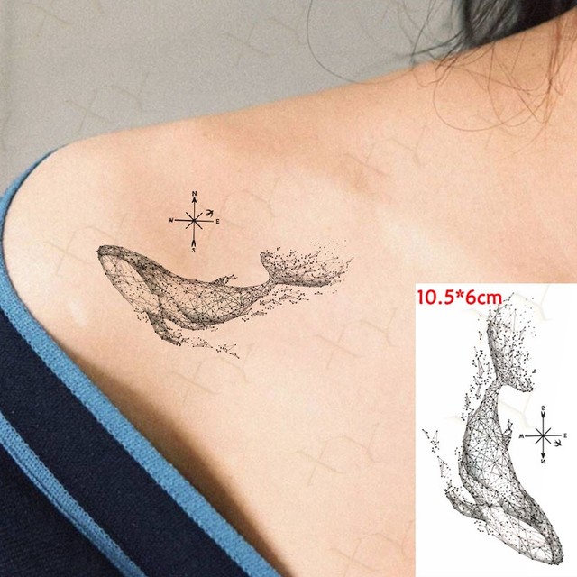 Tatuagem temporária à prova dwaterproof água etiqueta rosa baleia animal  tatto flash tatoo falso tatuagens mão perna braço para crianças - AliExpress