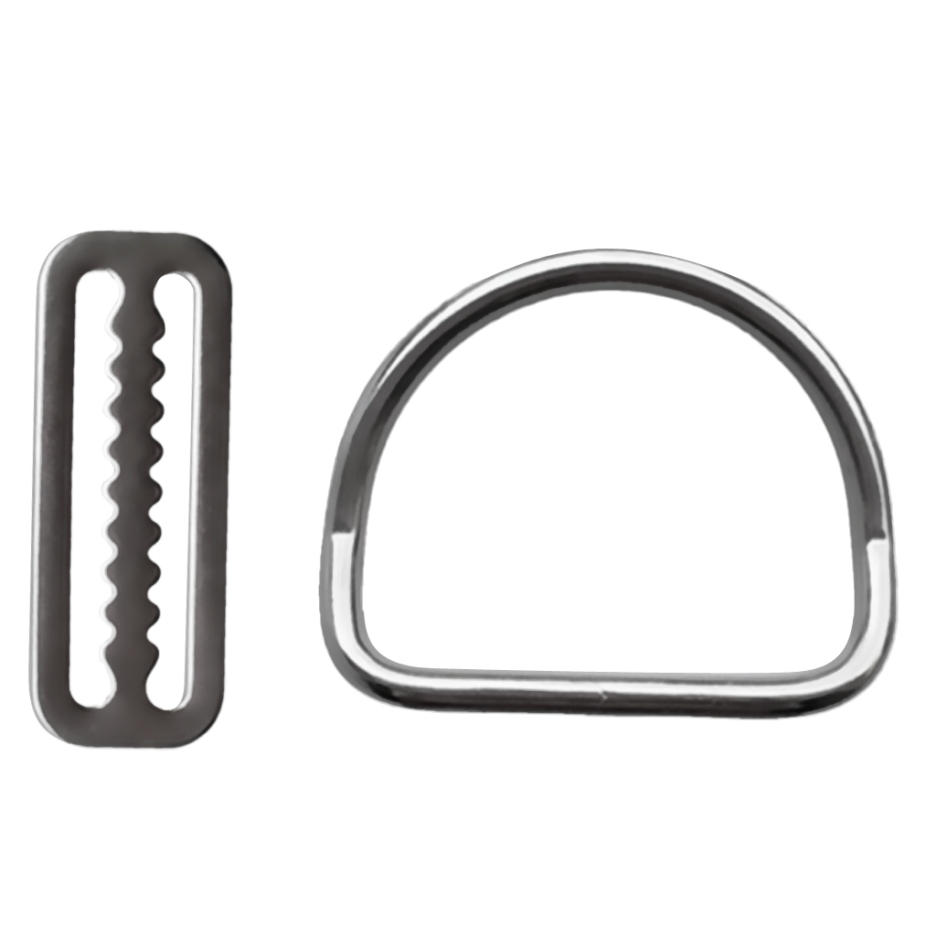 316 Stainless Steel Scuba Diving Weight Belt Keeper with Bent D Ring for Standard 5cm / 2 inch Webbing Strap