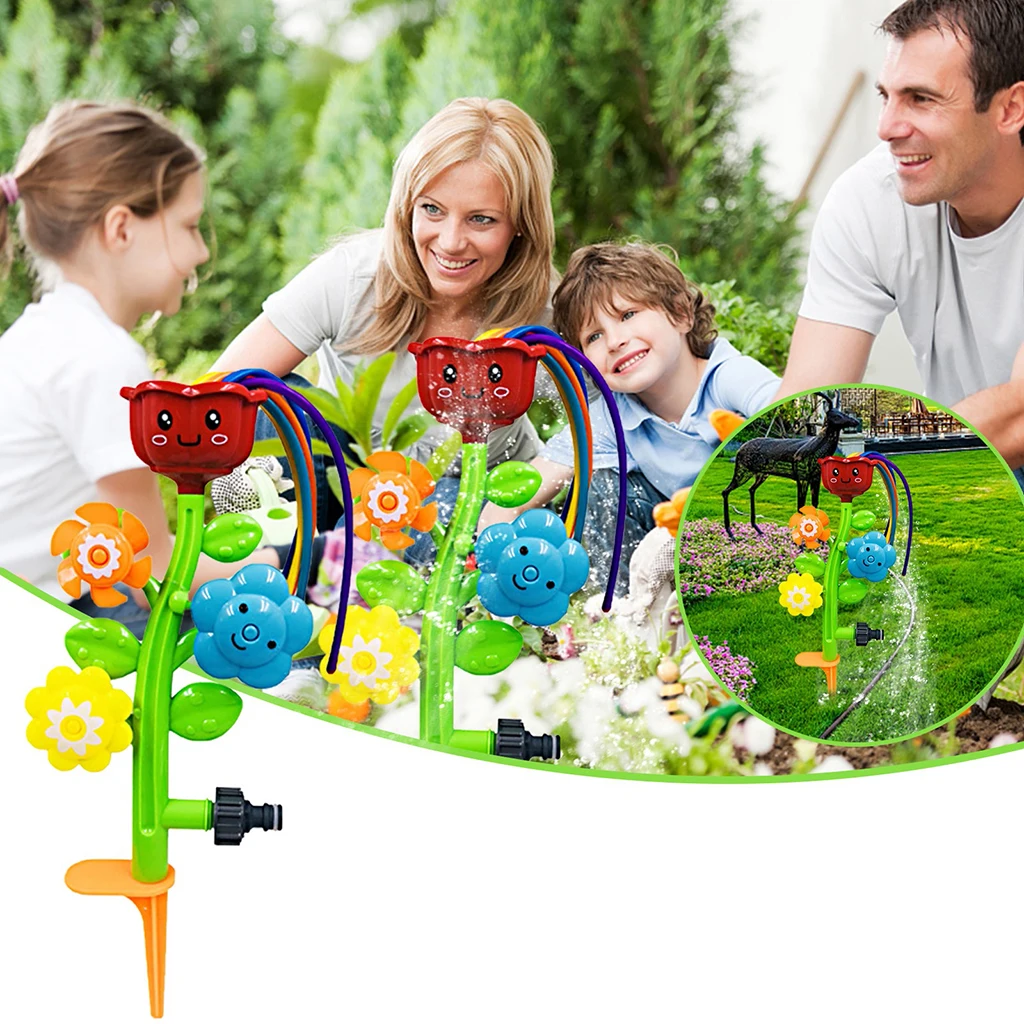 Kids Water Sprinkler Lawn Yard Splashing Flower Spray Fun Toy w/ Wiggle Tubes Toddler Backyard Patio Outside Games