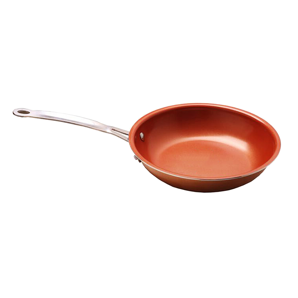 Copper Coated Non Stick Frying Pan Kitchen Skillet Induction Oven Safe Cool Handle 20cm 24cm