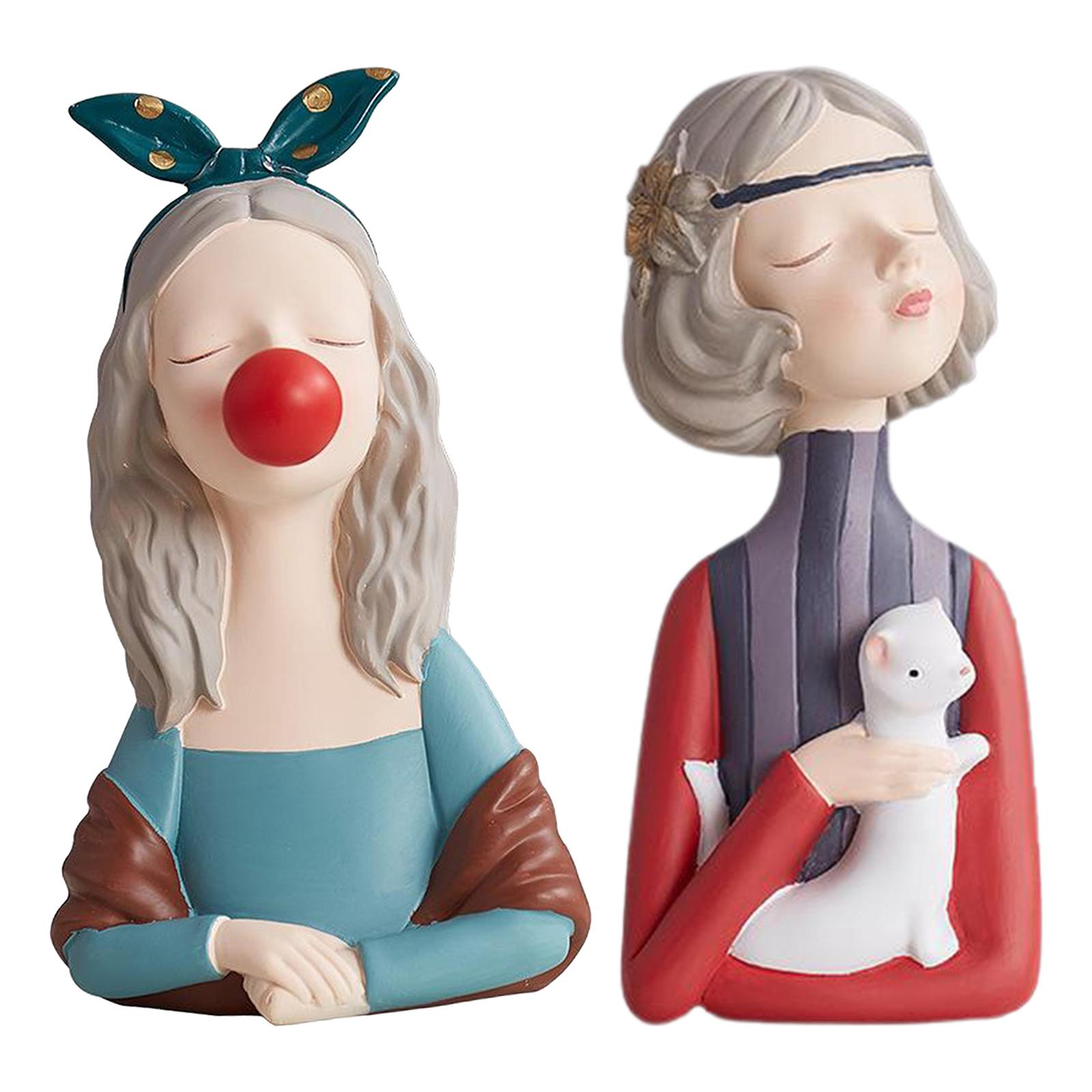 2x Bubble Girl Statue Home Kids Room Decor Ornaments Crafts Arts Gifts