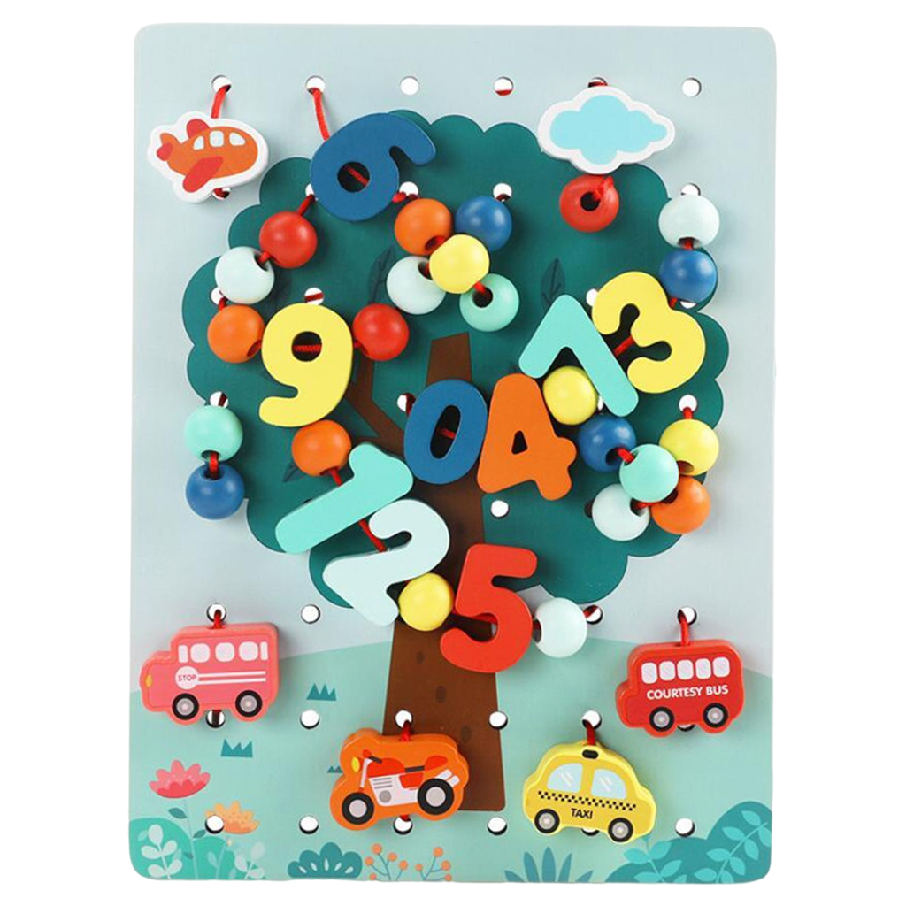 70pcs Wooden Lacing Beads for Toddlers, Fine Motor Skills Montessori Toys, Preschool Learning Toys for 2 Year Old Boys and Girl