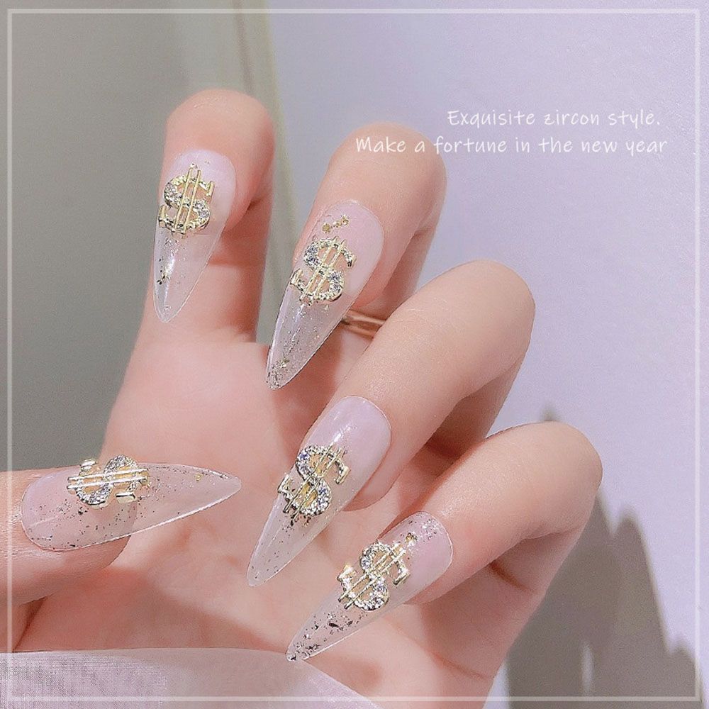 Best of Silver Gold Dollar Figure Nail Decoration Creative Alloy Rhinestone 3D Manicure Metal Nail Art Supplies DIY Nail Accessories Reviews & Tips - Image 4