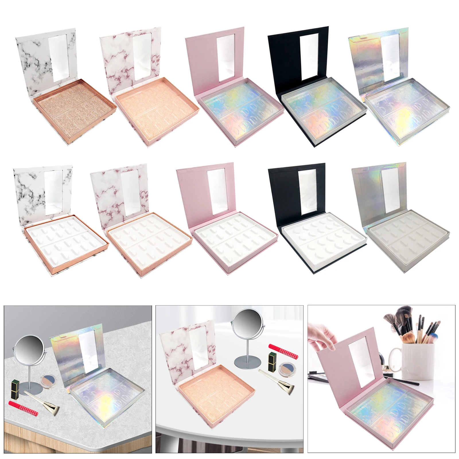 Portable False Lash Book Storage, Eyelashes Case, Eyelash Strip Display Book 10 Pairs Organizer Paper Makeup Display Box Travel