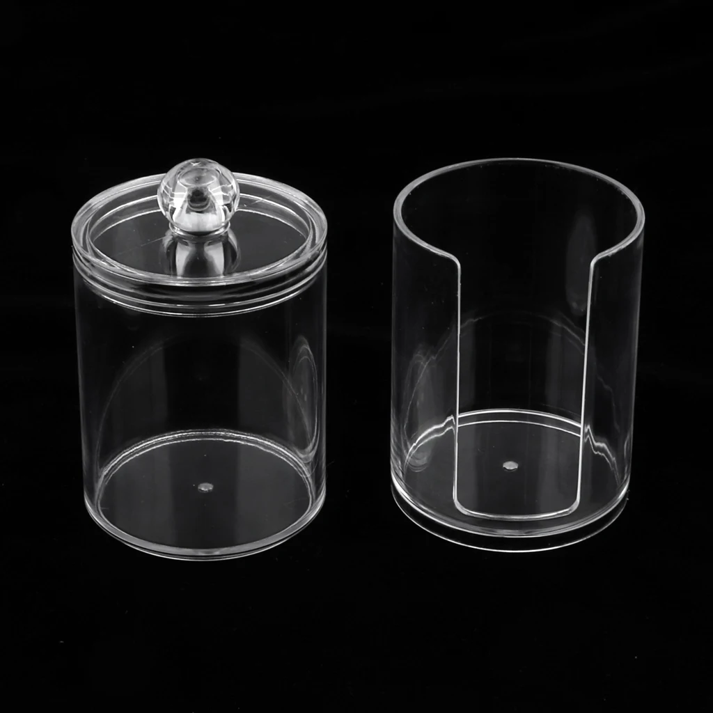 Acrylic Cotton Pads Holder Swabs 2 Layer Box Case Makeup Container Organizer